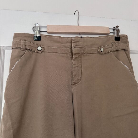 Tan Wide Legged Hemmed Pants - Picture 2 of 9
